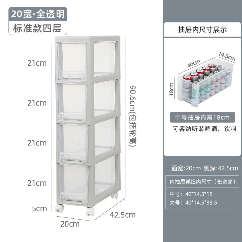 meuble rangement modulaire blanc boîtes transparentes roulettes organisation maison moderne