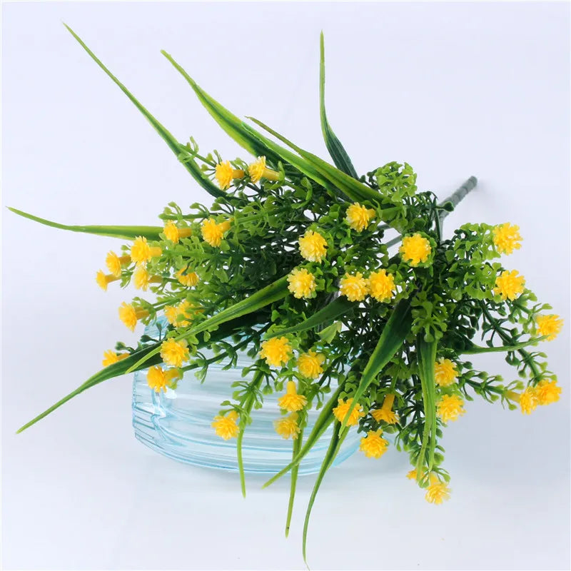 bouquet artificiel moderne fleurs blanches violettes jaunes ornement maison extérieur noël anniversaire mariage