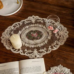 nappes dentelle brodée rose vintage shabby chic semi transparentes motifs floraux blanc beigeclair