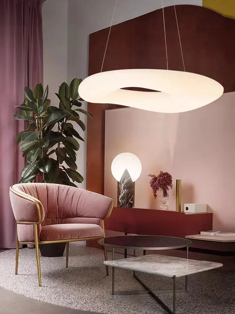 suspension lumineuse blanche moderne acrylique chaînes suspendues salon chambre coucher
