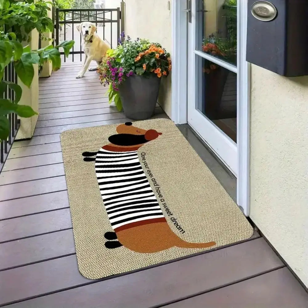 tapis moderne rayures noires blanches points blancs fond noir anti salissure antidérapant polyester