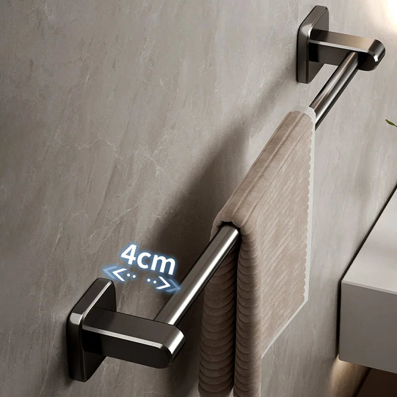 porte serviettes mural adhésif alliage aluminium noir moderne salle bain sans perçage fixe plastique