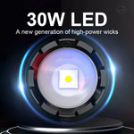 torche led tactique 30w rechargeable lumiere intense résistante autodéfense aluminium noir
