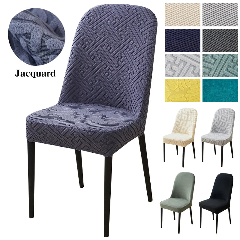 housse chaise extensible jacquard gris moderne fauteuil salle manger banquet