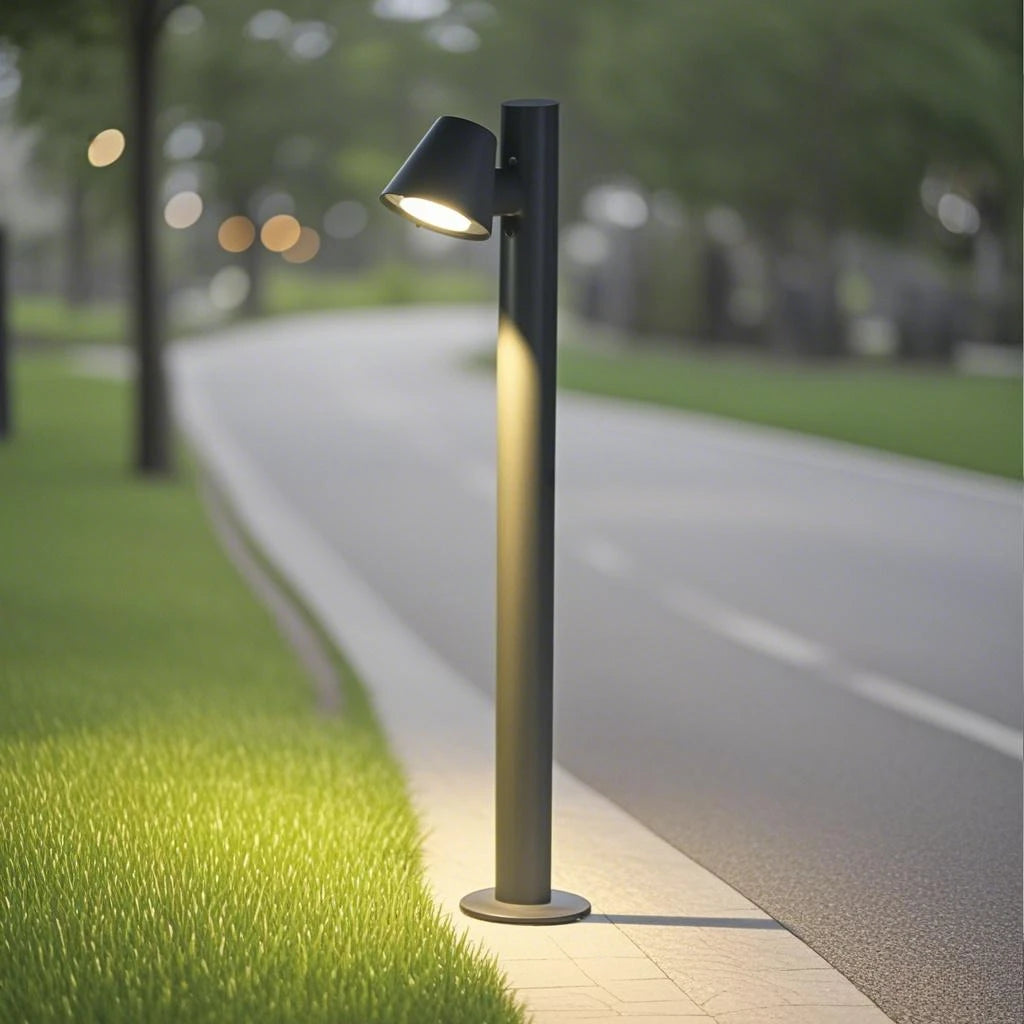 lampe sol moderne industrielle led 7w ip65 aluminium noir fixée plaque