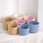 corbeilles tissées réutilisables rangement moderne beige blanc rose bleu vert respectueux environnement multiple utilisations