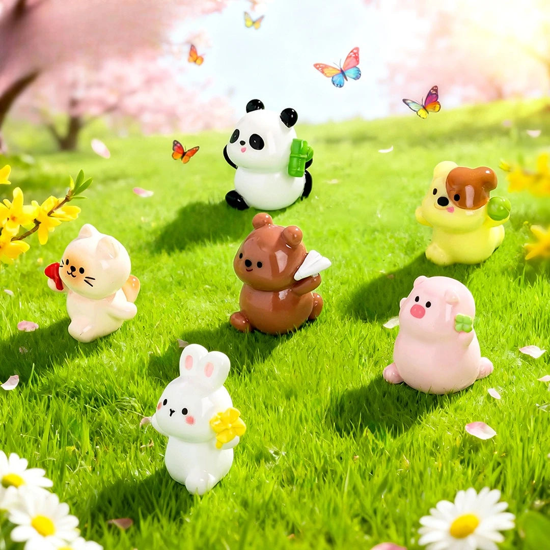 figurines animaux kawaii résine décoration mignon accessoires diys maison poupéesextérieur clover bamboo fan