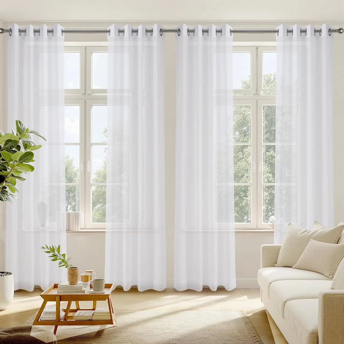 rideau moderne blanc transparent polyester 100% salon chambre