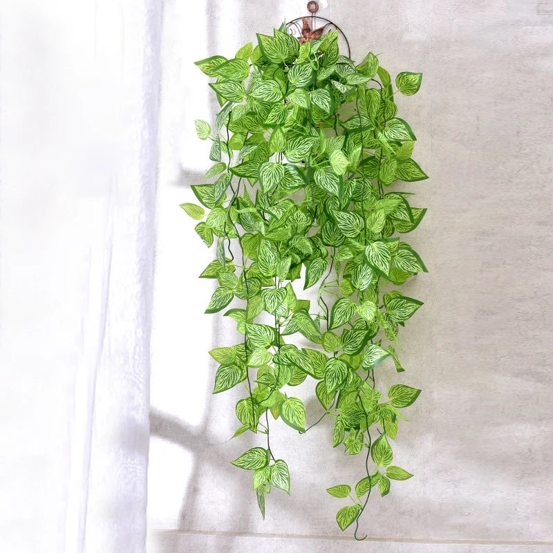 Guirlande végétale artificielle 105cm feuilles ovales vertes brillantes décoration naturelle extérieure intérieure mariage fête
