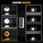 projecteur led moto noir lentilles jaunes cable electrique interrupteur robuste