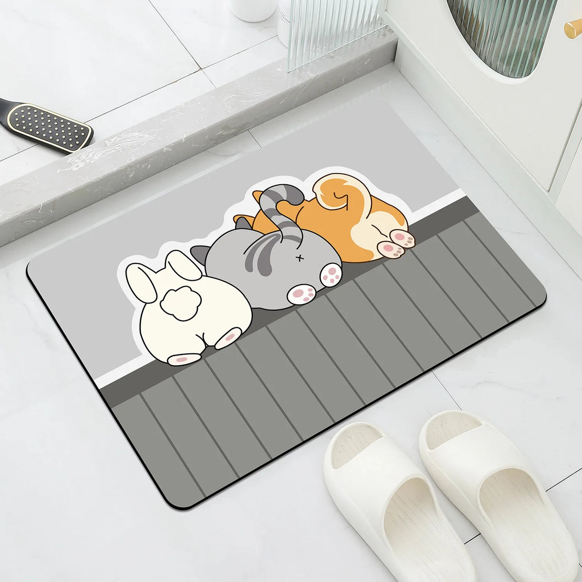 tapis sol antidérapant imperméable adhésif dessins animaux moderne beige gris marron bleu