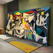 tableau abstrait mural moderne gris clair vert violet salon decoration