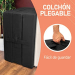 Détail de la housse lavable en polyester du matelas pliant
