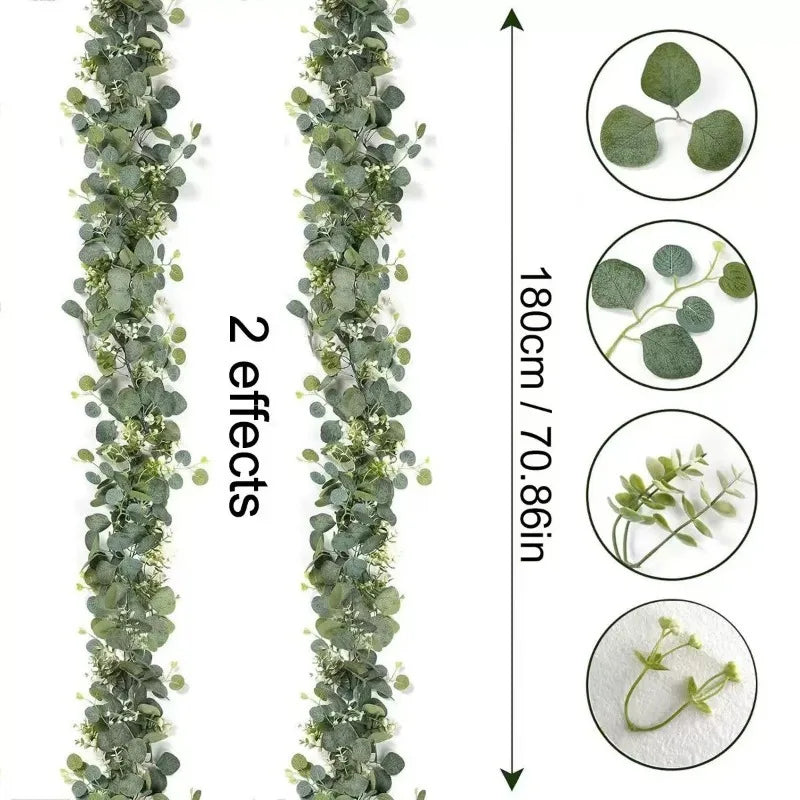 guirlande feuilles artificielles vertes extérieur décoration naturelle rustique vigne accrochéeextérieur fêtes prénuptiales maison