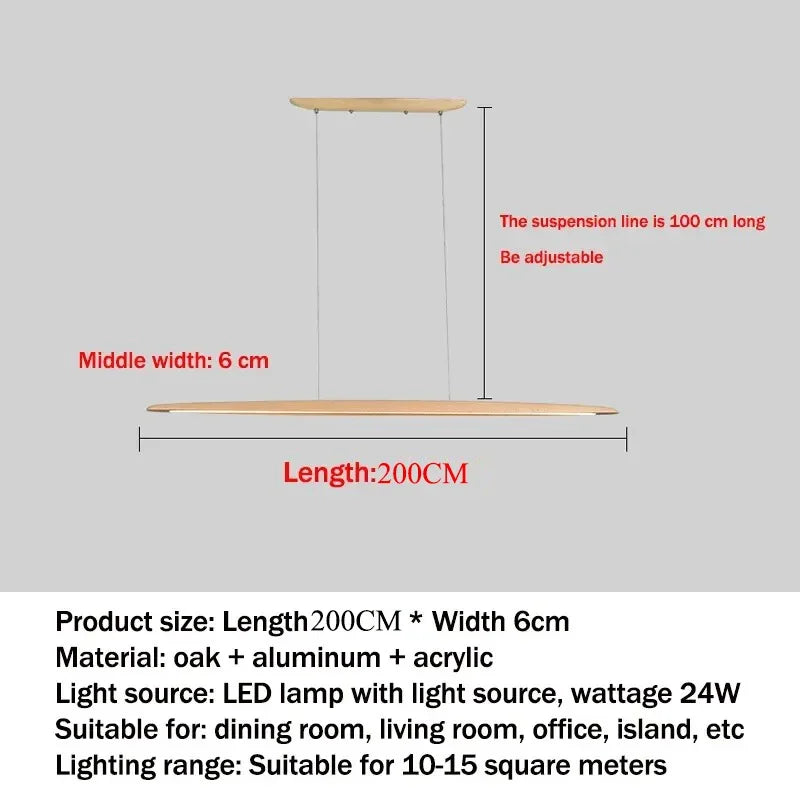 lampe suspendue bois marron clair moderne 120cm 150cm 180cm 200cm certification ul vde ccc