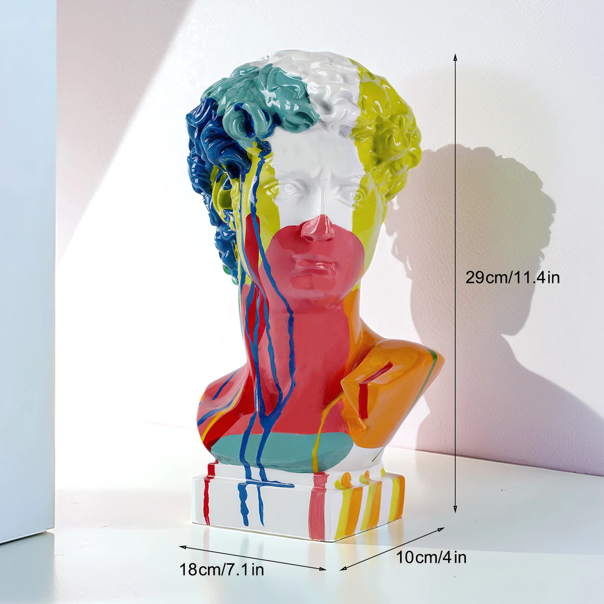 statue résine david tête buste moderne blanc noir multicolore styled sculptural