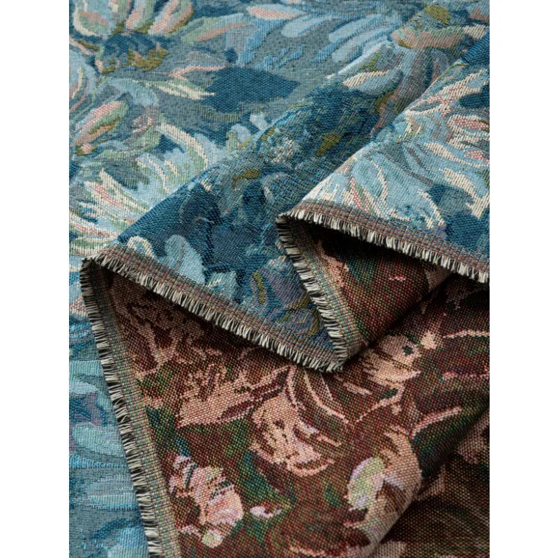 tissu chenille polyester opaque fleurs motifs peinture huile sofa coussin diyversible tablecloth nappe