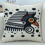 housse coussin imprimée moderne motifs géométriques bleu rouge noir 45x45cm