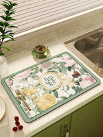 tapis cuisine absorbant motif floral fleurs rectangle décoratif évier plan travail