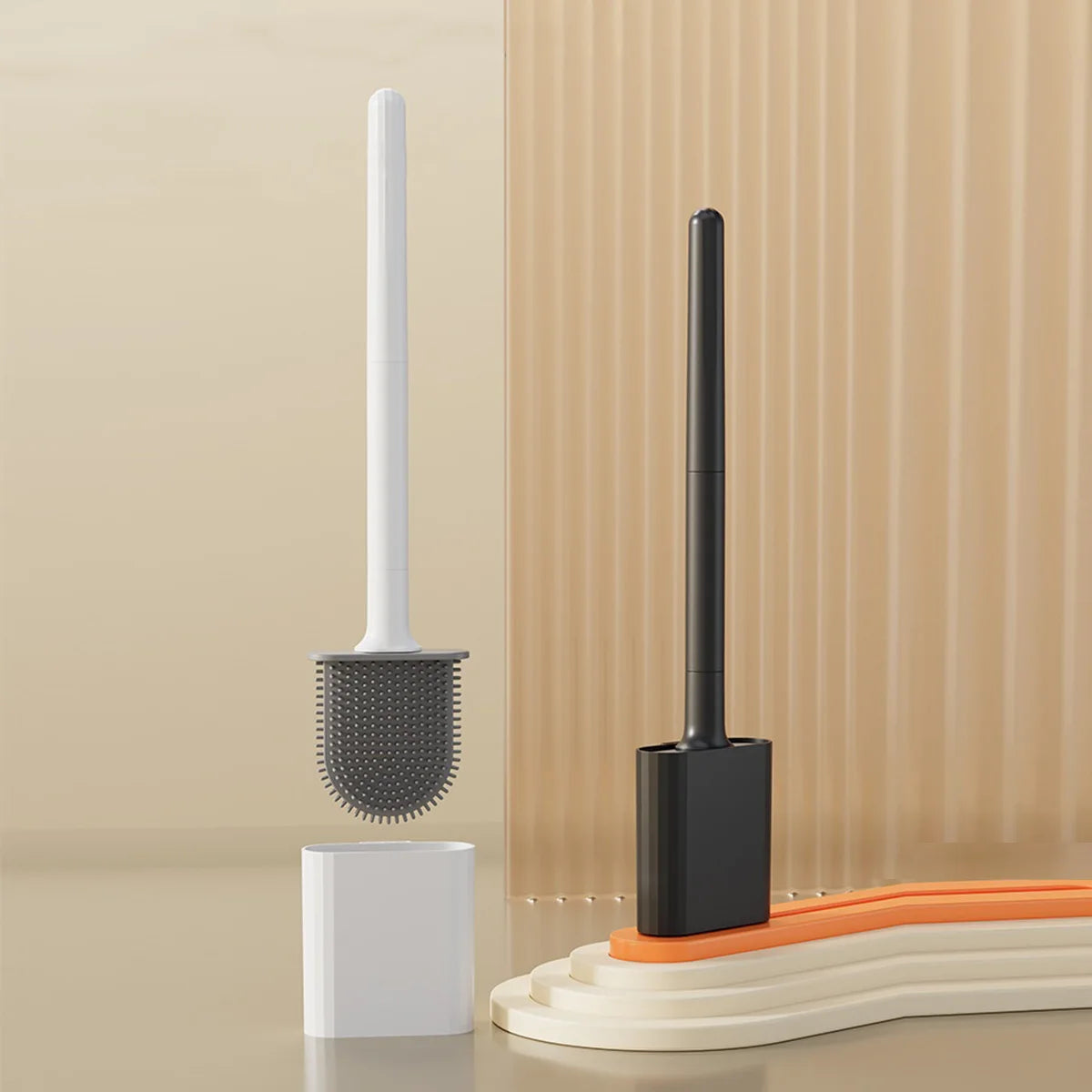 brosse wc silicone support mural blanc noir moderne minimaliste respectueux