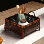 paniers osier marron clair panier couvercle tressage traditionnel vase blanc baguettes bambou rustique artisanal