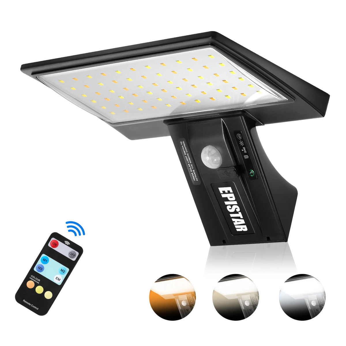 lumière solaire extérieure noire ip65 modes batterie télécommande moderne led étanche