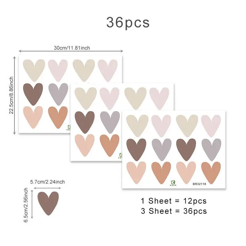 stickers muraux coeurs beige rose gris brun modernes adhésifs chambre enfants fonds écran