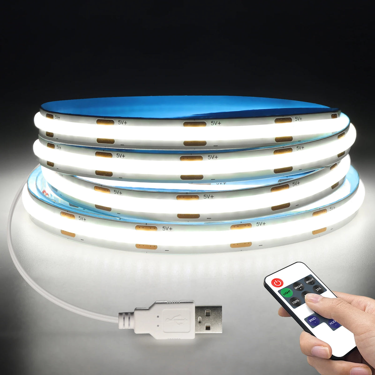 ruban led blanc blanc chaud adhésif rayures noires 3000k 6500k télécommande usb moderne