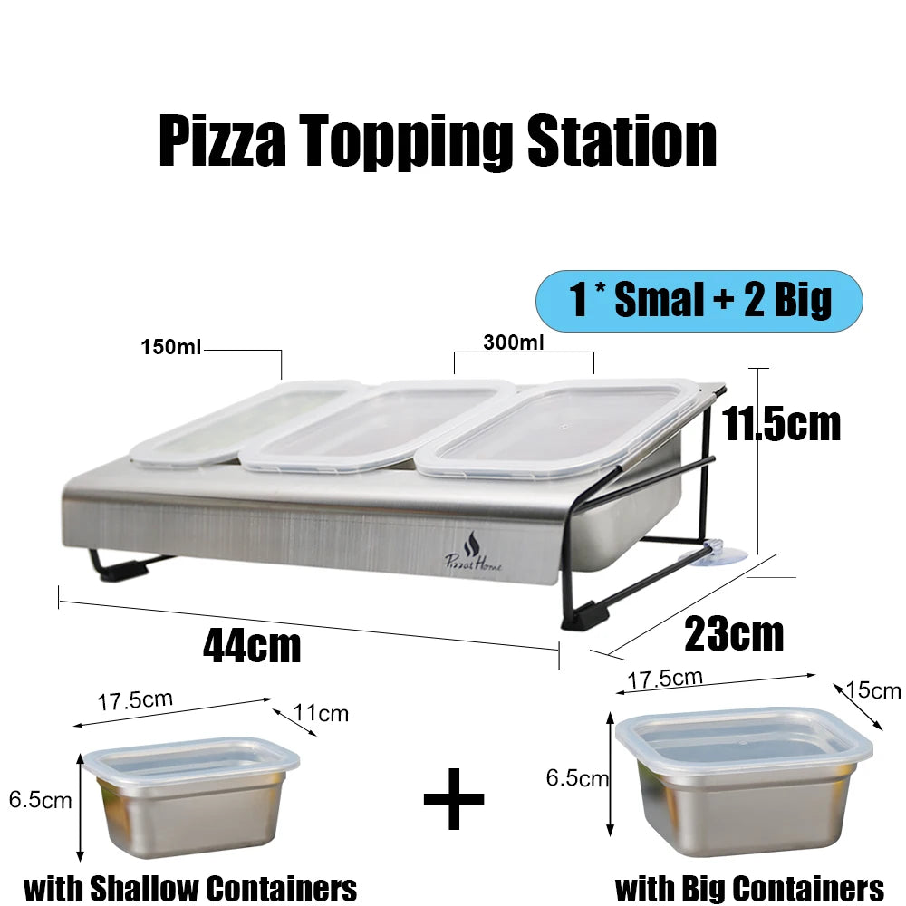station garniture acier inoxydable 304 couvercle silicone stockage ingrédients pizza moderne rangement professionnel étanche