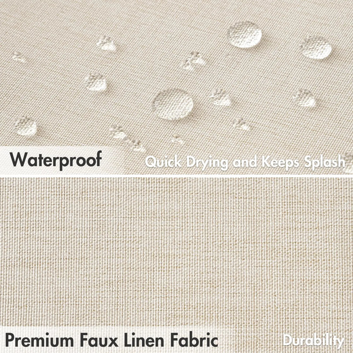 rideau douche moderne imitation lin beige opaque ourlet lesté crochets métalliques black