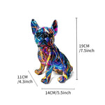 statuette chien multicolore moderne graphique résine abstraite ornement animal