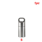 boîte rangement pilules acier inoxydable argenté moderne anneaux bouchons porte clés