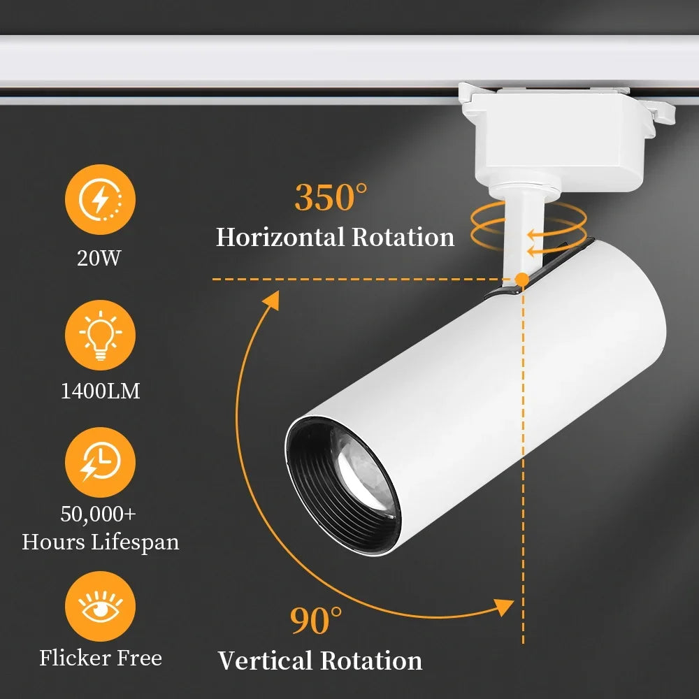 spots led modernes noir blanc télécommande dimmable ensembles complets rail
