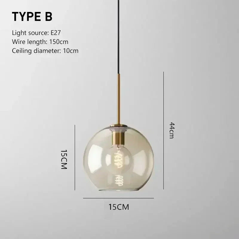 lampe suspendue moderne transparente brillante salon chambre dorée LED minimaliste câble noir