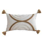 coussin décoratif nordique brodé motif géométrique beige moutarde orange brun boho chic