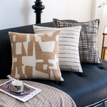housse coussin polyester géométrique moderne beige blanc decoration intérieure canapé chaise voiture