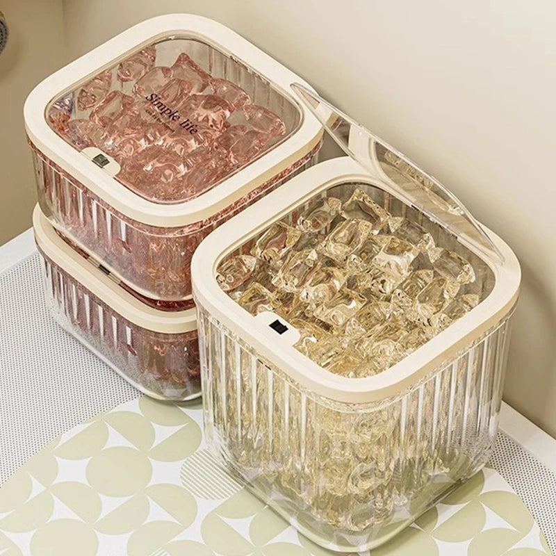 boîte rangement transparente moderne lessive rayées grande capacité humidité resistant 15cm 15cm 8.3cm