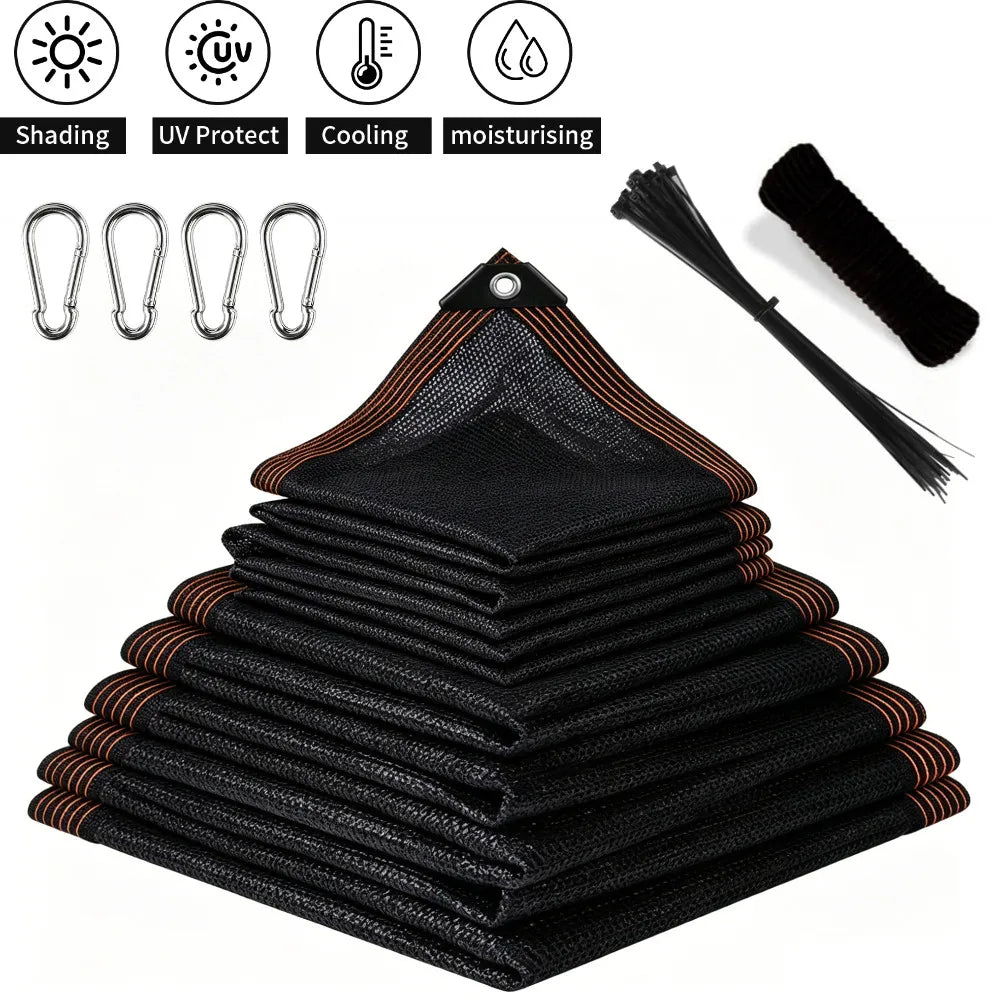 toile protection solaire noir maille fine opacité moderne anneaux métalliques corde boules élastiques guide