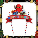 décoration gâteau anniversaire ninja happy birthday banderole clips couleurs vives enfants fête