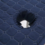 coussin massage bleu marine hexagones brodés moderne trou antidérapant polyester coton adultes