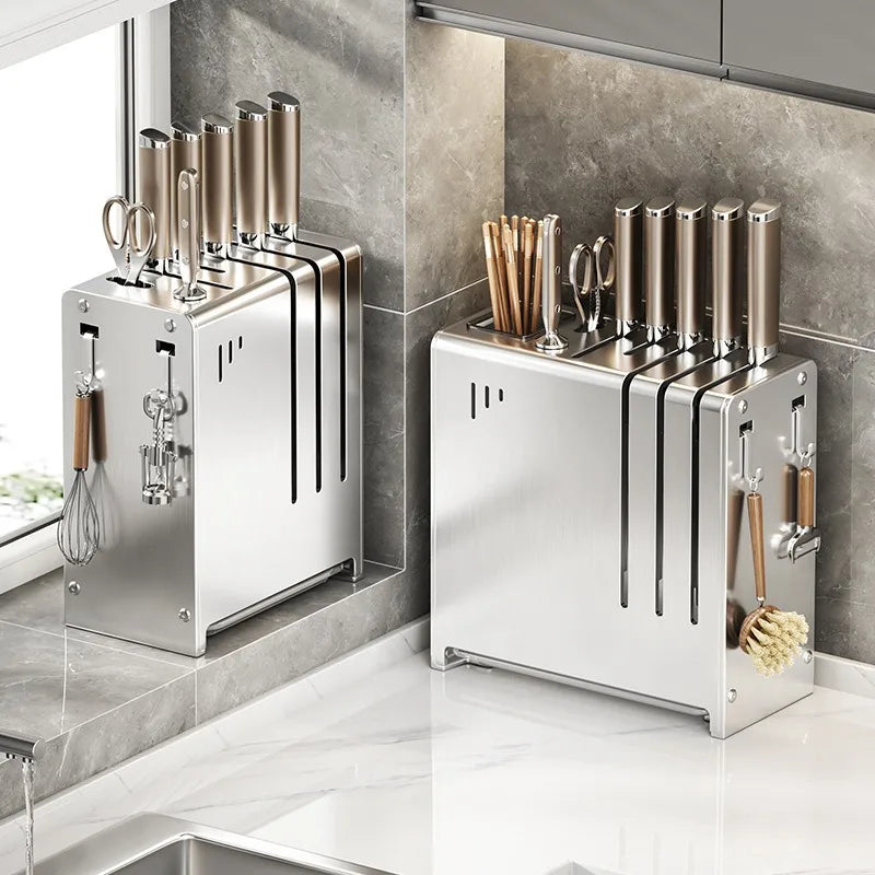porte couteaux moderne bloc argenté fixe mur vis couteaux scie brosse étiquettes français