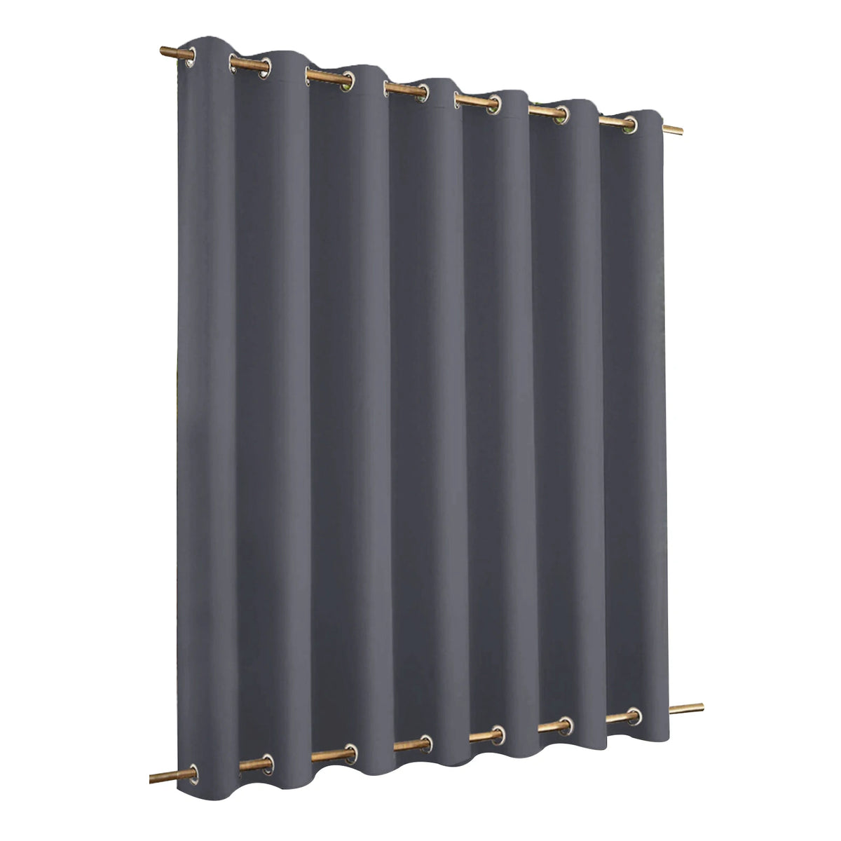 Rideau obscurant gris avec œillets dorés, idéal pour chambre ou salon, offre élégance et confort en bloquant efficacement la lumière. Design moderne et polyvalent, facile à installer. Parfait pour une décoration intérieure contemporaine.