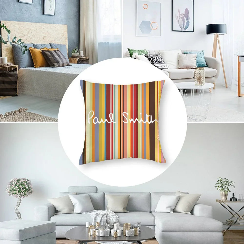 housse coussin multicolore rayures horizontales contemporain non toxique polyester fixations