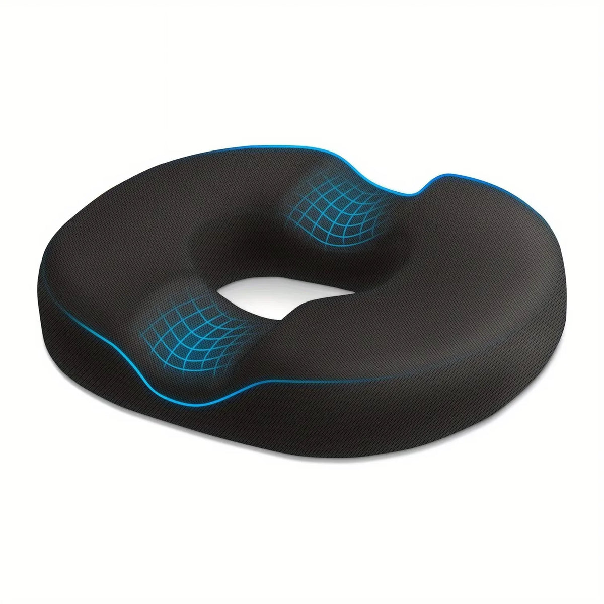 coussin orthopédique mousse mémoire forme respirant contour noir maille hexagonale