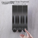 distributeur savon main noir moderne adhésif bouchons remplissage liquide salle bain chambre cuisine