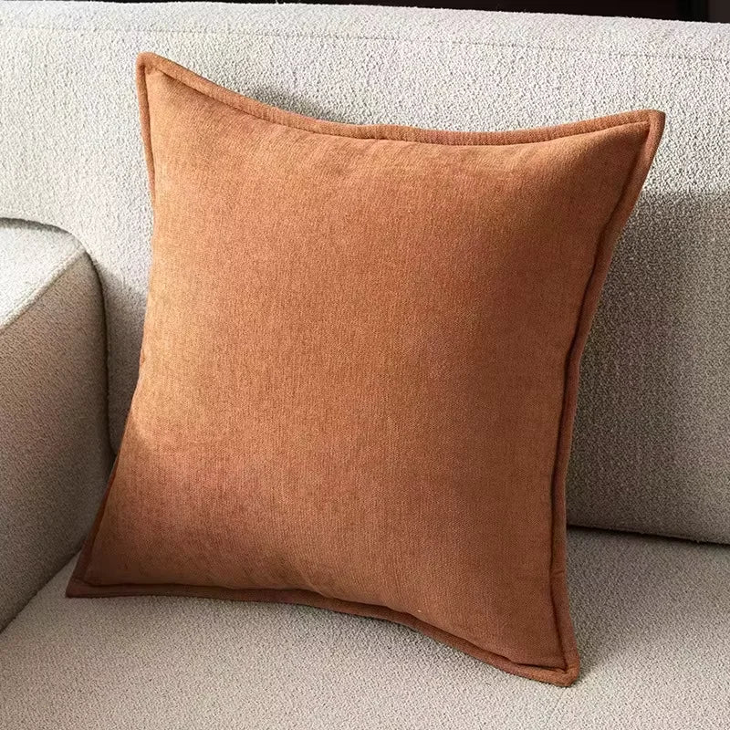 taies d'oreillers carrées velours moderne marron beige orange opaques non toxiques 100% polyester