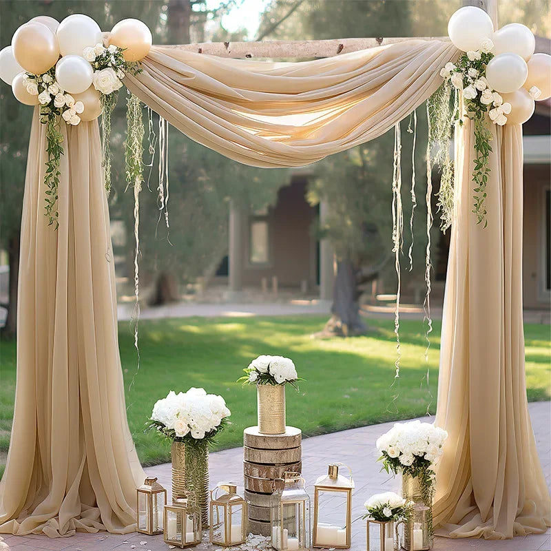 arche mariage drapée soie fleurs artificielles clips romantique decoration reception 75x600cm