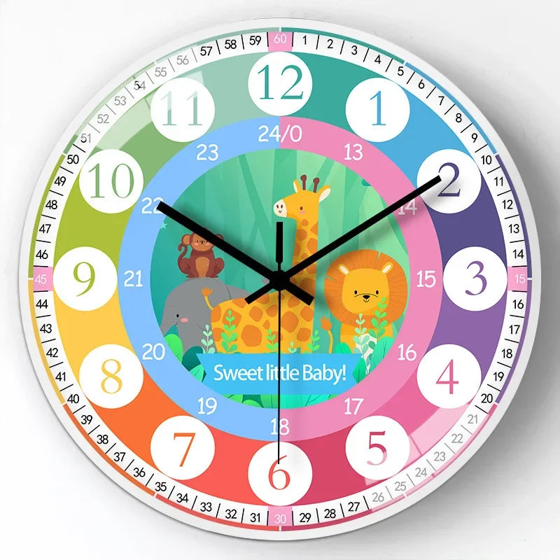 horloge murale dessin animé quartz aiguille enfantin vaisseau spatial blanc mural