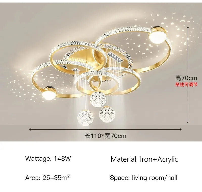 lustre moderne or cristaux scintillants suspension sphérique orientable chambre salon