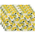 serviettes table moderne blanches jaunes vertes citrons feuilles automne 30x40cm respectueuses environnement decoration table